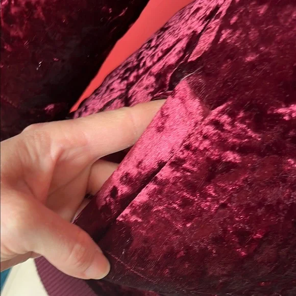 Like new Red Velvet Bomber Jacket with Ribbed Details - Picture 6 of 13